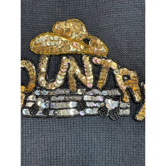 Vintage Gepetto Country Embellished Crewneck Sweater One Size Fits All Black Gol - Picture 7 of 11